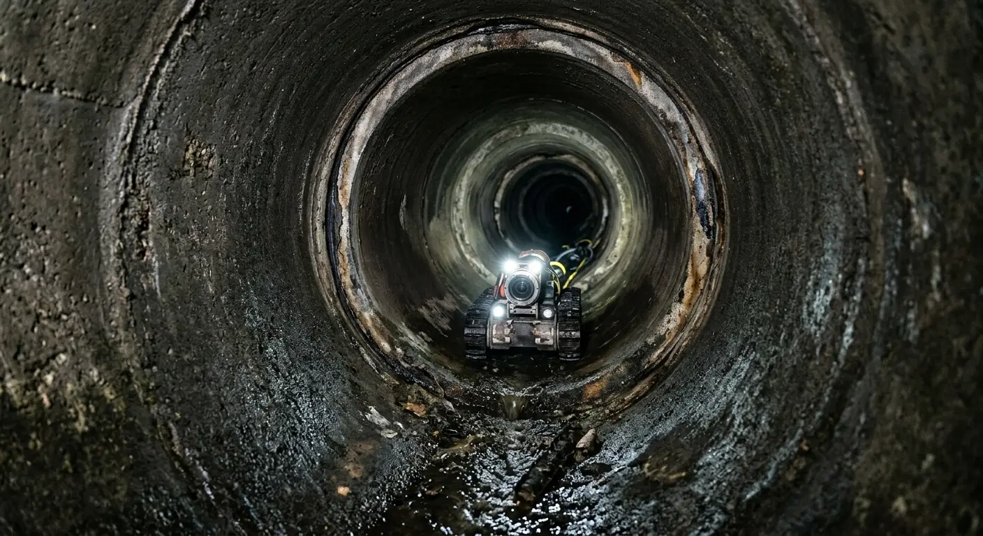 Robotic sewer camera inspecting pipe interior for Drain Snake Service in Hilton Head Island
